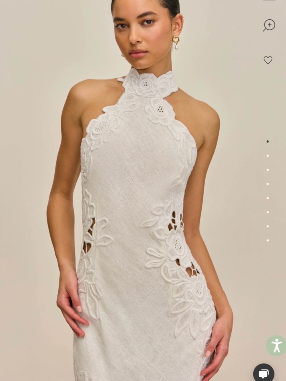 cult gaia White Strapless Halter Floral Appliqué Dress